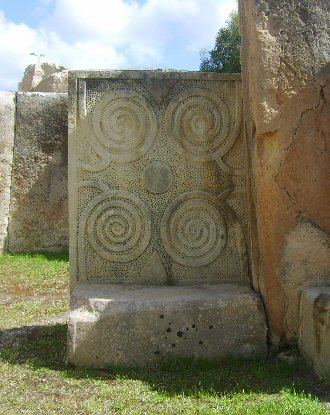 Maltese spiral art, Tarxien, Malta.